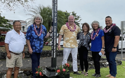 Our Centennial Peace Pole Installed at Mo’Oheau Park, Hilo, Hawaii, USA