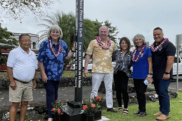 Our Centennial Peace Pole Installed at Mo’Oheau Park, Hilo, Hawaii, USA