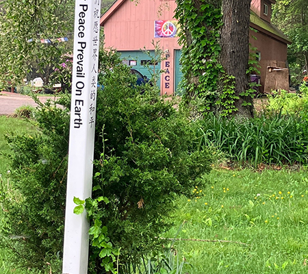 Peace Pole in Deep River, Connecticut, USA