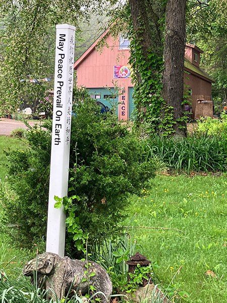 Peace Pole in Deep River, Connecticut, USA