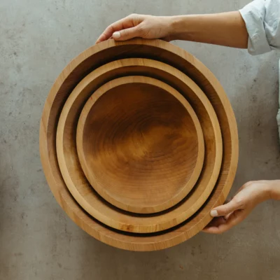 handcrafted wood salad bowls