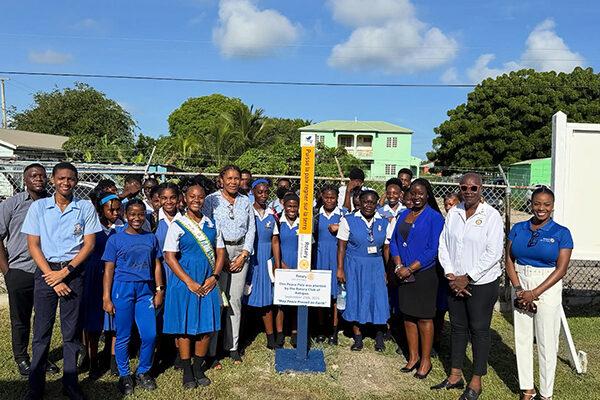 Governor Soraya Warner Gustave unveils Peace Pole in Antigua and Barbuda.