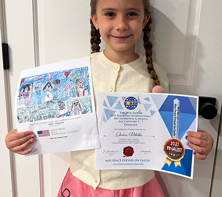Quinn Rebibo Peace Pals International Finalists 2025, Age 6, USA.