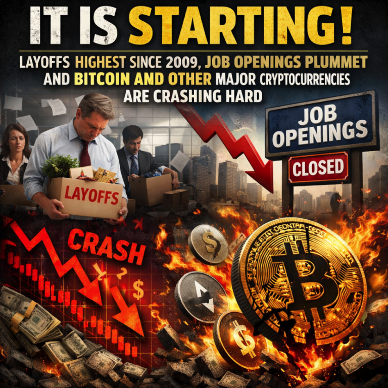 It Is Starting! Layoffs Highest Since 2009, Job Openings Plummet And Bitcoin And Other Major Cryptocurrencies Are Crashing Hard