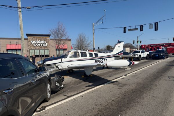 Oh Wow! Three Vehicles Hit After Small Plane Makes Emergency Landing On Busy Georgia Road (WATCH)