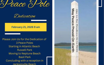 Times call for Unity “We” Plant Peace Poles, Jacksonville Beach Metropolitan, Florida, USA