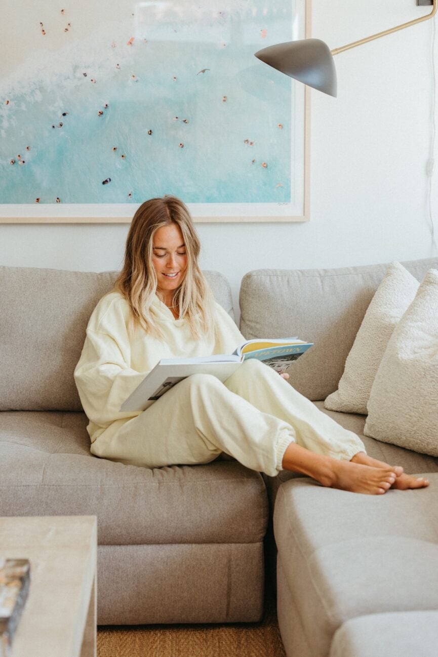 Woman reading the best poetry books.