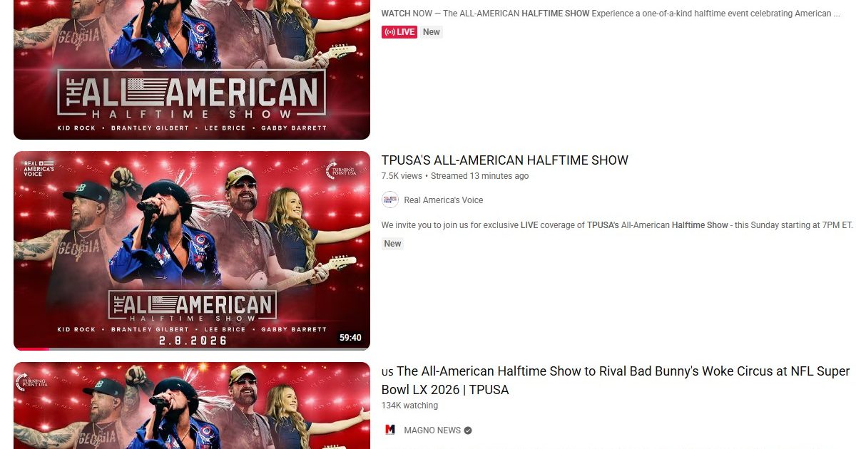 CONGRATULATIONS to Turning Point USA! Early Numbers Show Your Super Bowl Halftime Show Pulled In at Least 6 Million Viewers – And 5.3 Million Concurrent Viewers