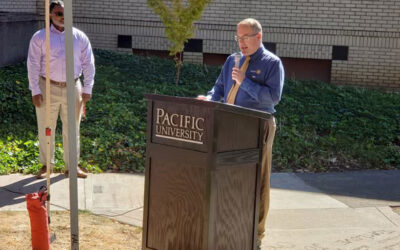Peace Pole at Pacific University, Oregon, USA