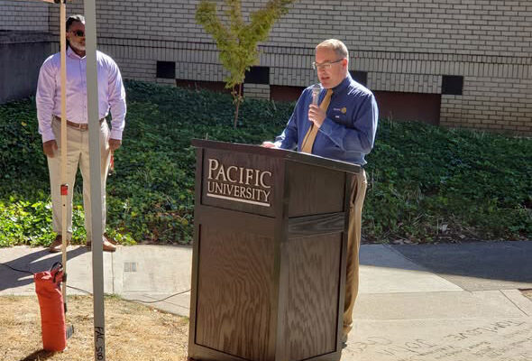 Peace Pole at Pacific University, Oregon, USA