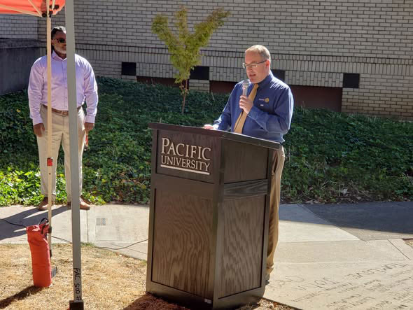 Peace Pole at Pacific University, Oregon, USA
