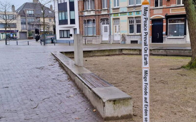 Peace Pole planted at the Pleintje School, Willebroek, Belgium.