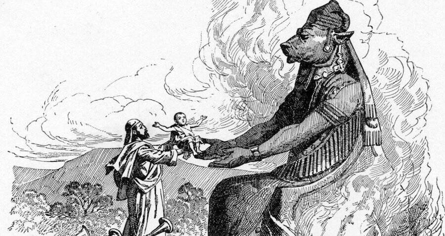 man offering moloch a child Paranormal Daily News