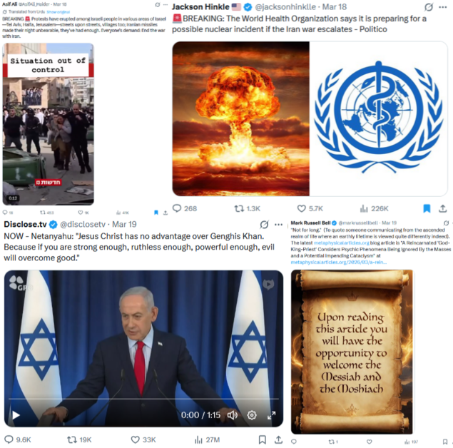 Further Documentation of Middle East War X Posts Reveal How Close Humanity Is To Cataclysm (March 17-19 and Continuing)
