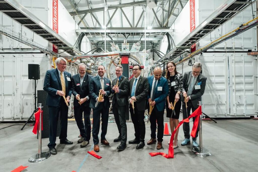 General Fusion team members cut ribbon