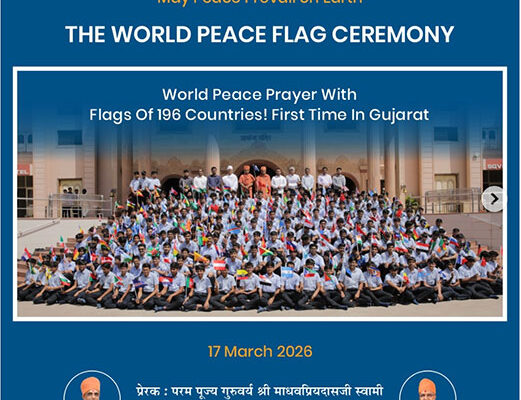 SGVP International School Held World Peace Flag Ceremony in Gujarat, India.