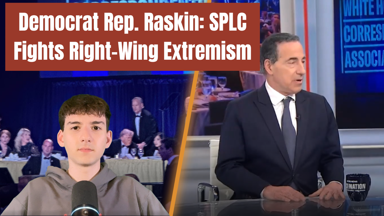 Democrat Representative discusses the SPLC's efforts to combat right-wing extremism during a televised interview.