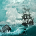 Trump – shipwrecked in sand and sea ship550