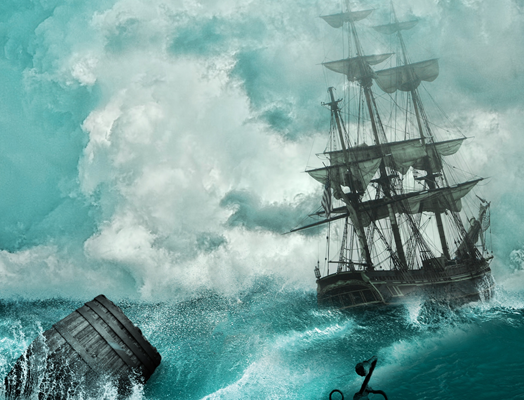 Trump – shipwrecked in sand and sea