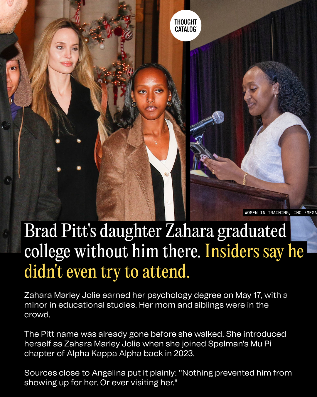 Brad Pitt’s Daughter Zahara Graduated College Without Him There. Insiders Say He Didn’t Even Try to Attend.