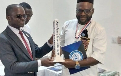 New Ambassador of Peace receives Peace Pole, Nigeria, Africa.