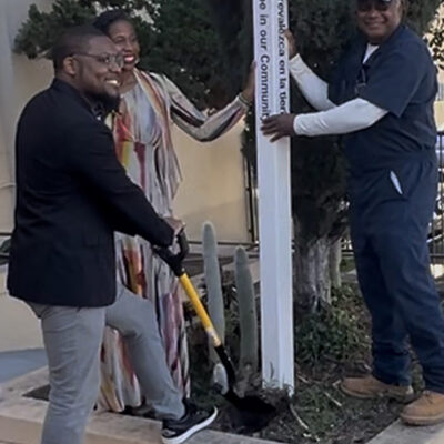 Peace Pole, Community Center-Garden by Koreatown, LA, California, USA.