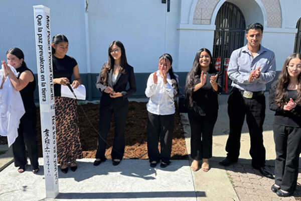 Watsonville High Hope Club Unveils Peace Pole, Watsonville, California, USA.