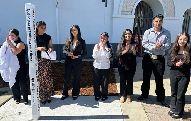 Watsonville High Hope Club Unveils Peace Pole, Watsonville, California, USA.