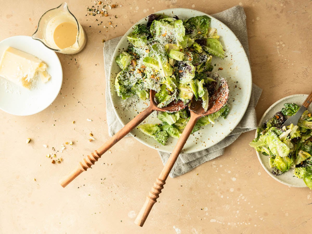 Green salad with sesame dressing.