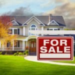 US Real Estate Remains Stale home-for-sale-real-estate-sign-in-front-of-house-generative-ai-photo