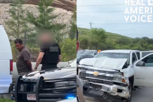 INSANE! UNLICENSED Illegal Alien Driver Causes Accident on Freeway Right Next to ICE Arresting Another Illegal (VIDEO)