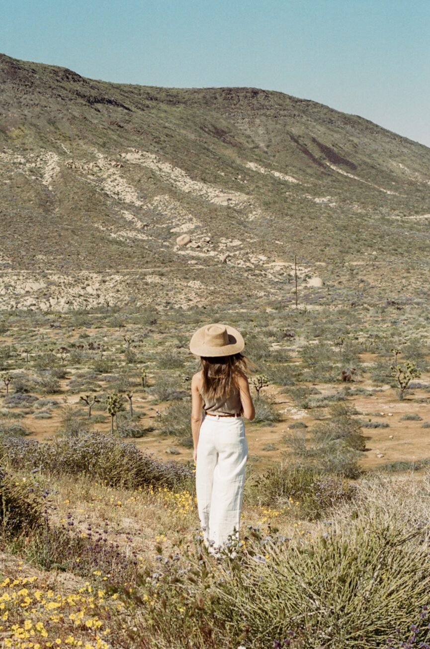 Woman walking through Joshua Tree