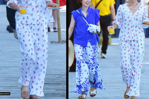 Emma Watson Is Wandering Venice in a 0 Pajama Set and Cherry Earrings, Carrying Her Own Breakfast Plate Past Palazzos Most People Will Never See the Inside Of