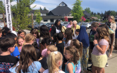 Rotary Club of Lynnwood Dedicates Peace Pole at Neighborhood Center, Washington, USA.