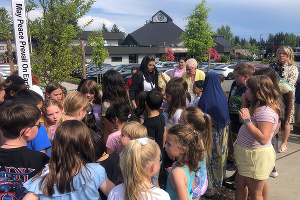 Rotary Club of Lynnwood Dedicates Peace Pole at Neighborhood Center, Washington, USA.