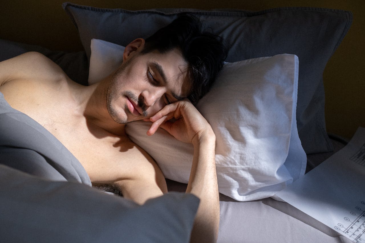 Restless man sleeping during out-of-body experiences