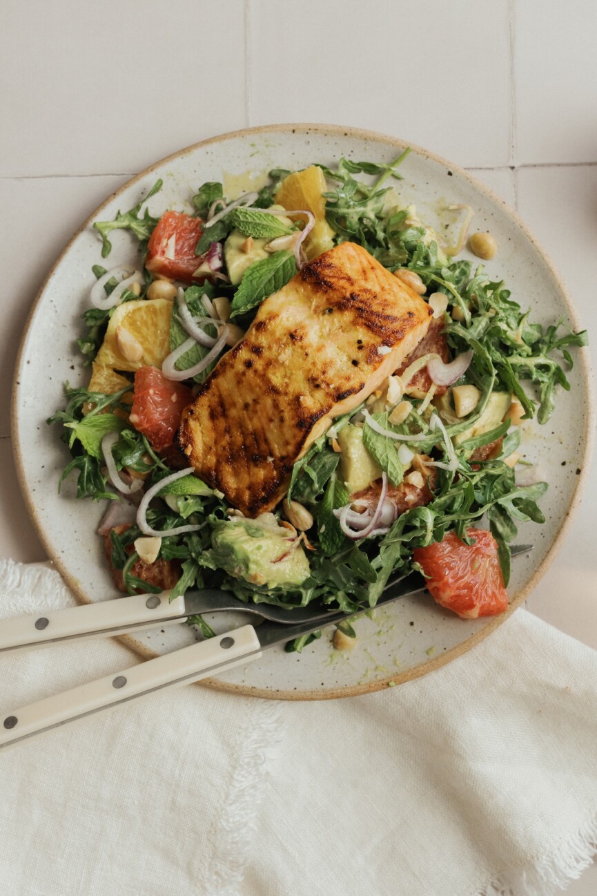 Citrus Salmon Salad With Avocado & Arugula
