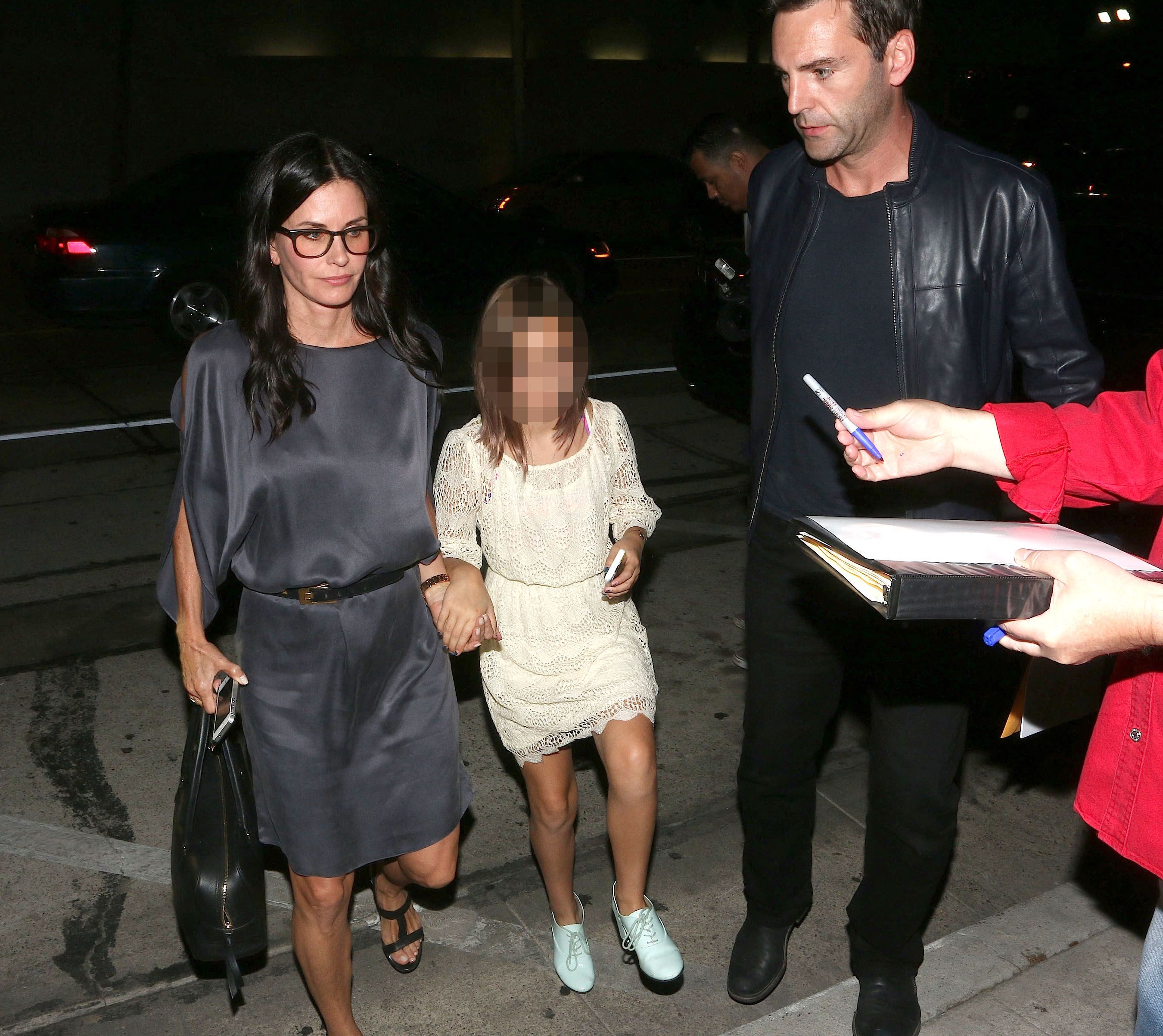 Courteney Cox, Johnny McDaid, and Coco Arquette arriving at Craig's restaurant in Los Angeles
