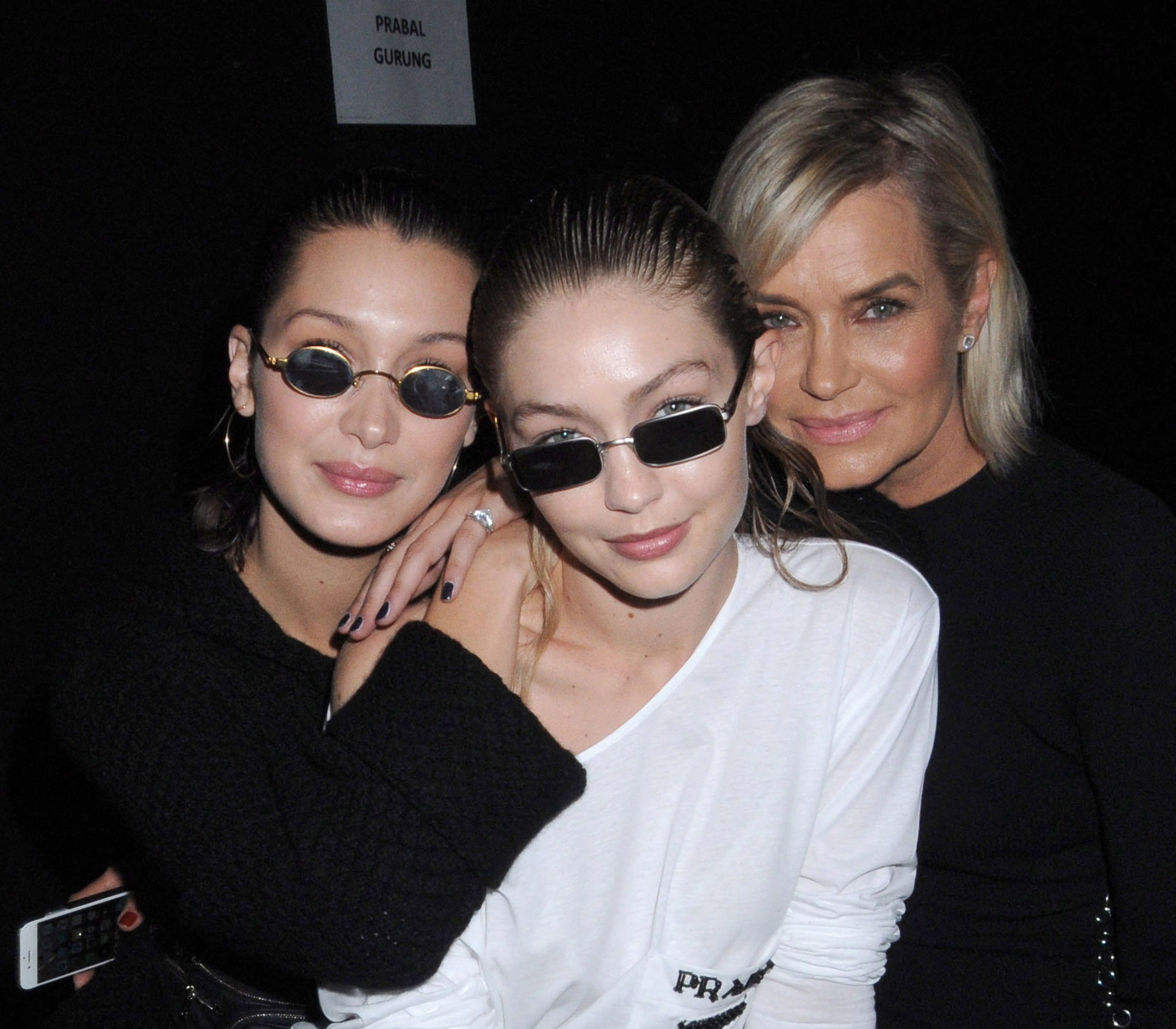 Bella Hadid, Gigi Hadid, and Yolanda Foster backstage together at New York Fashion Week