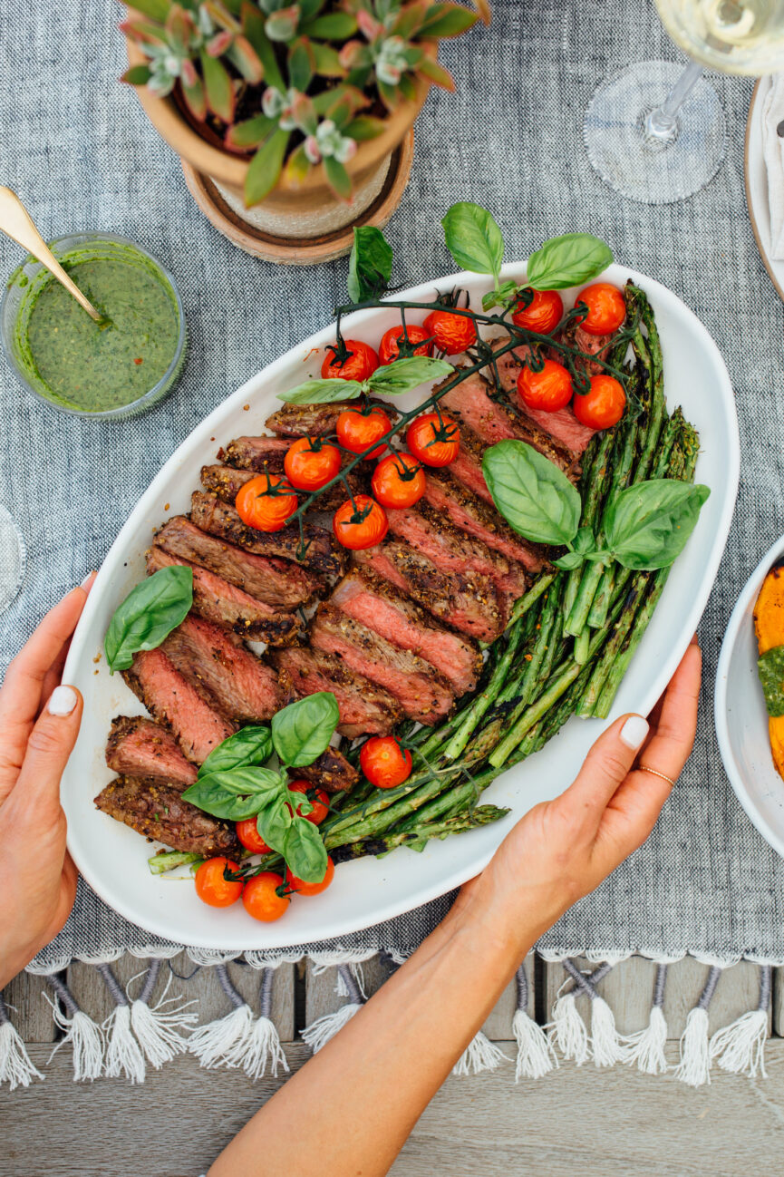 grilled steak plated