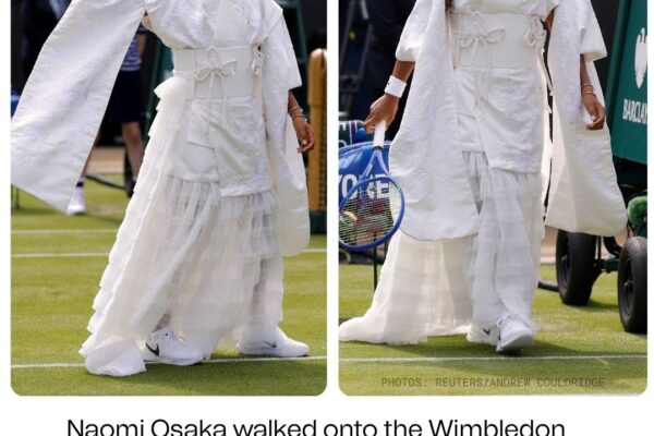 Naomi Osaka Walked onto the Wimbledon Grass in a Kimono-Inspired Bridal Gown,  Built from Vintage Kimonos and Deconstructed Wedding Dresses
