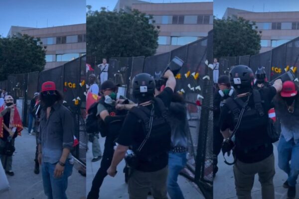 J6er Doused with Gasoline, Violently Assaulted by Masked Antifa Mob at Los Angeles Anti-ICE Protest (VIDEO)
