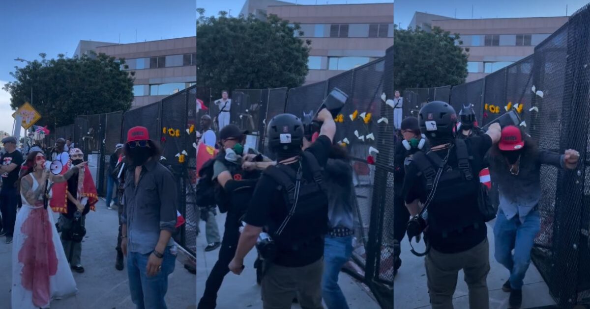 J6er Doused with Gasoline, Violently Assaulted by Masked Antifa Mob at Los Angeles Anti-ICE Protest (VIDEO)