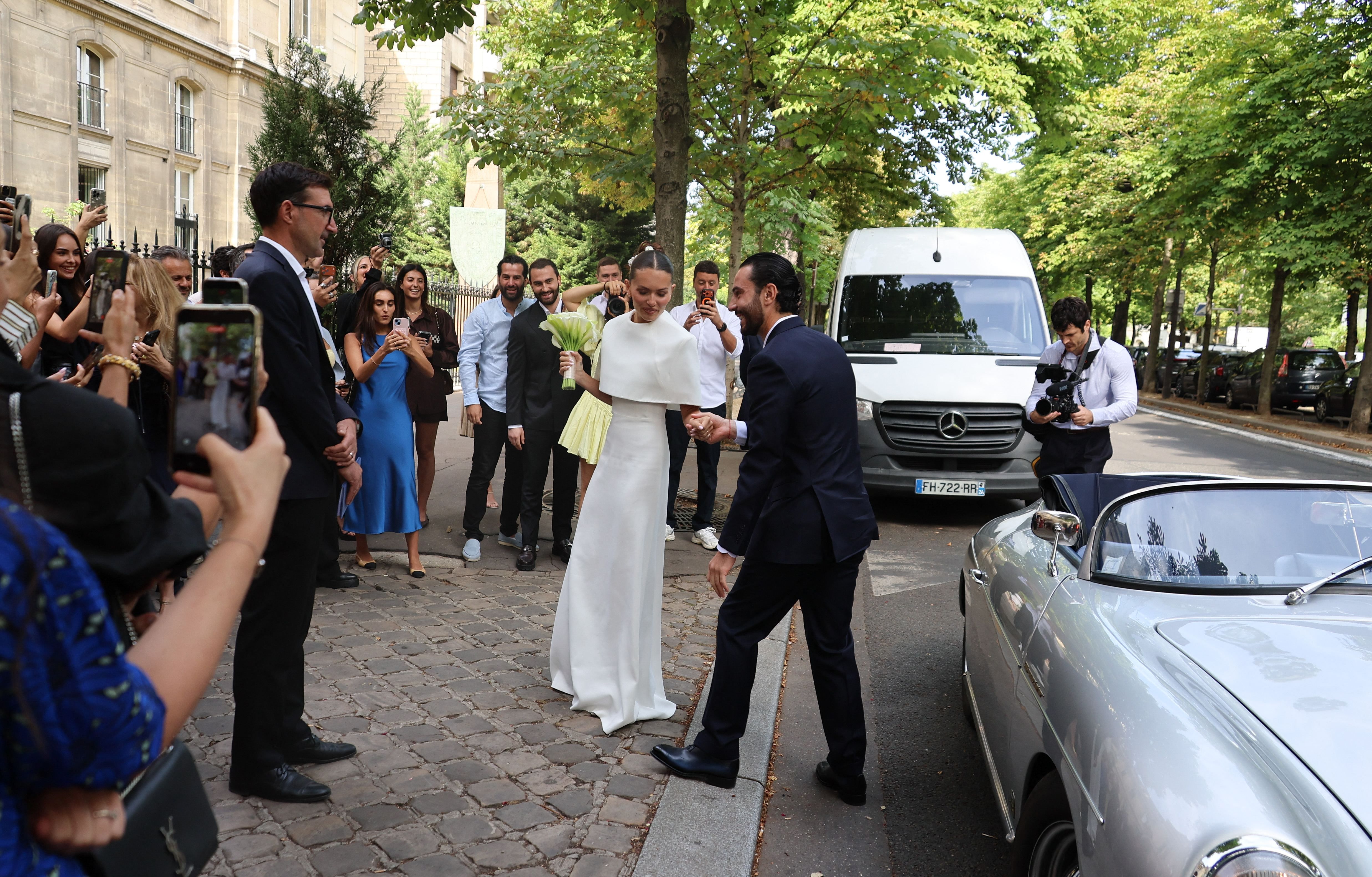 Thylane Blondeau and Benjamin Attal on their wedding day in Paris