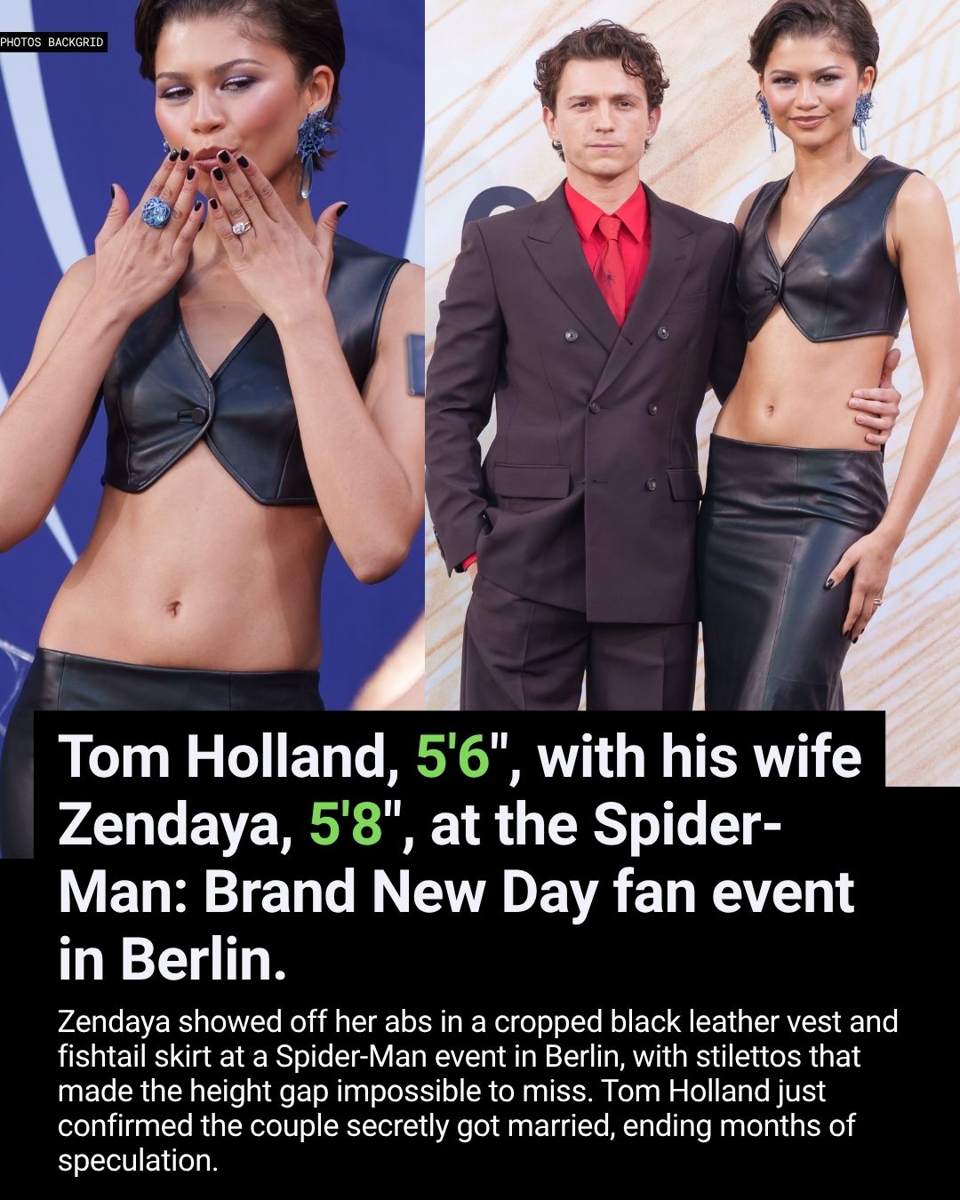 Tom Holland, 5’6″, With His Wife Zendaya, 5’8″, at the Spider-Man: Brand New Day Fan Event in Berlin