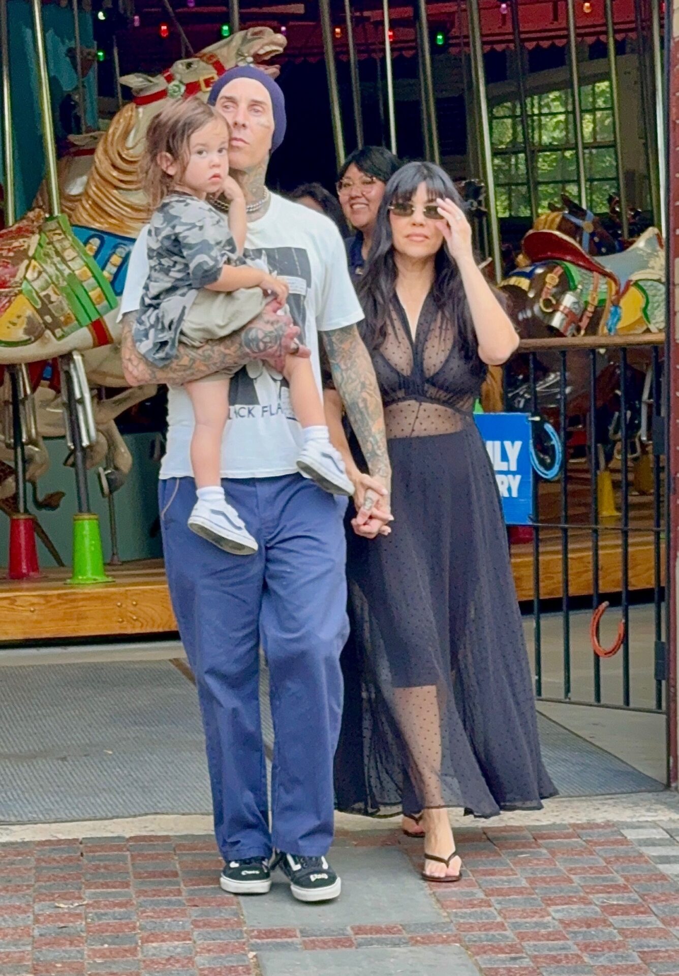 Travis Barker Pedaled a Pedicab Through Central Park with Kourtney Kardashian and Their 2-Year-Old Son Rocky in Her Lap