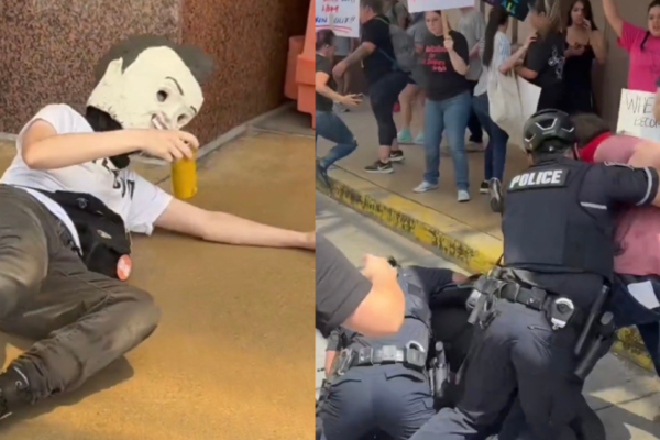 SICK! Godless Leftists Clash With Police, Reenact Charlie Kirk’s Murder, Chant “Charlie Kirk Deserved to Die” and “F*ck Erika Kirk” Outside Turning Point USA Event (VIDEO)