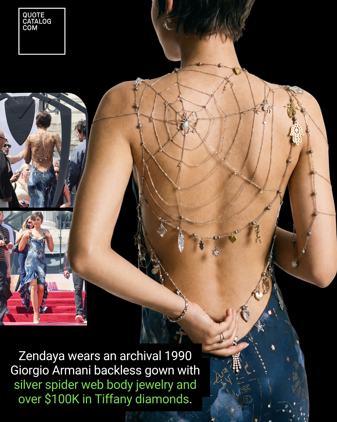Zendaya Wore Over 0,000 in Tiffany Diamonds and a Silver Spider Web Spilling Down Her Open Back as Body Jewelry