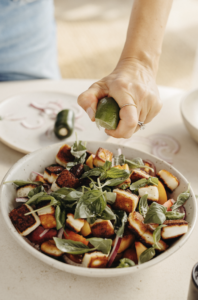 A Tomato, Nectarine & Halloumi Salad for When It’s Too Hot to Cook