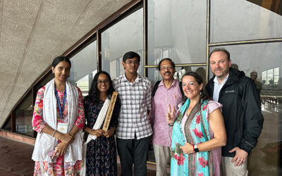 Peace Lives Here: A Peace Pole Gift at the Bahá’í Lotus Temple in Delhi, India.